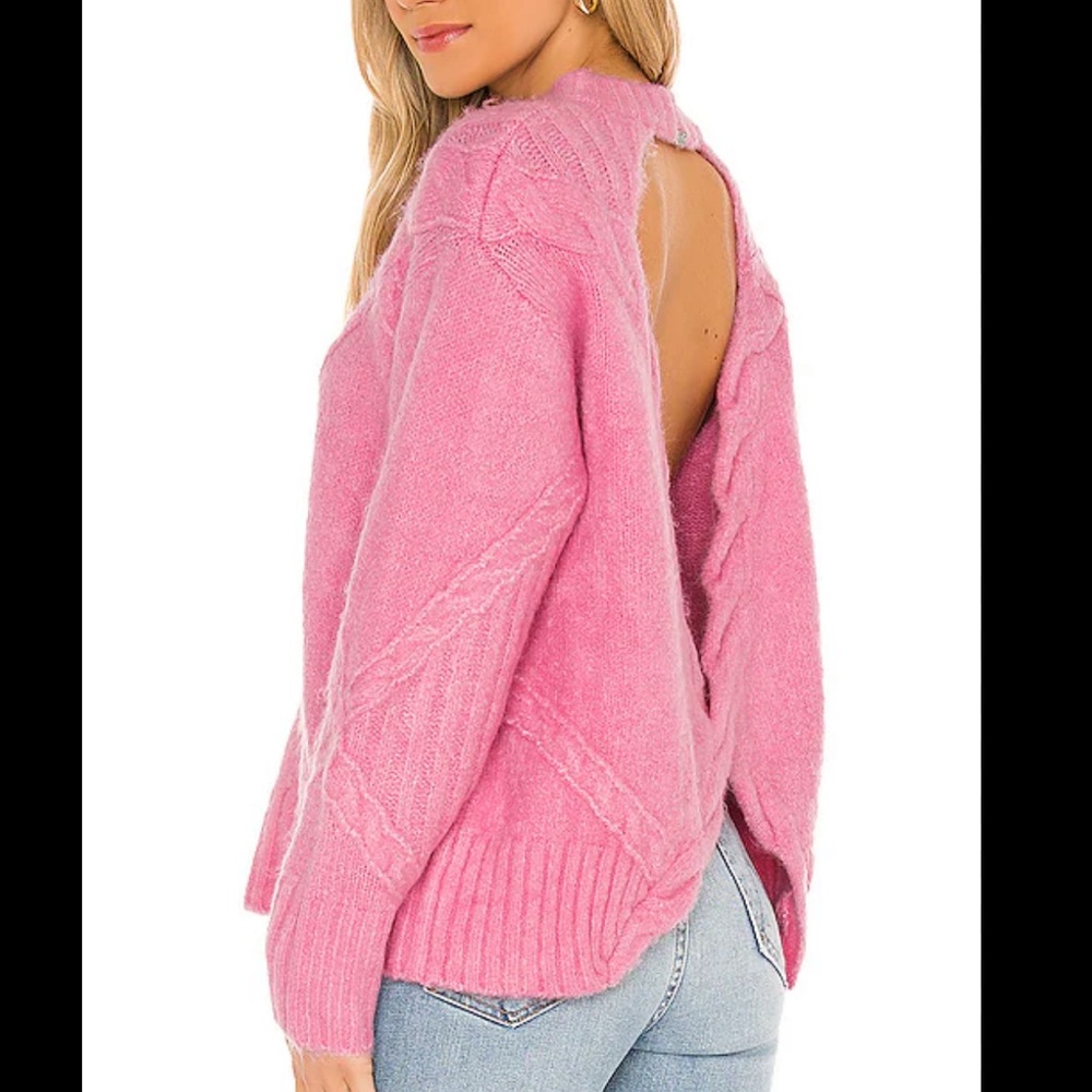NWT FOR LOVE & LEMONS carly open back sweater in pink size XL-2X
